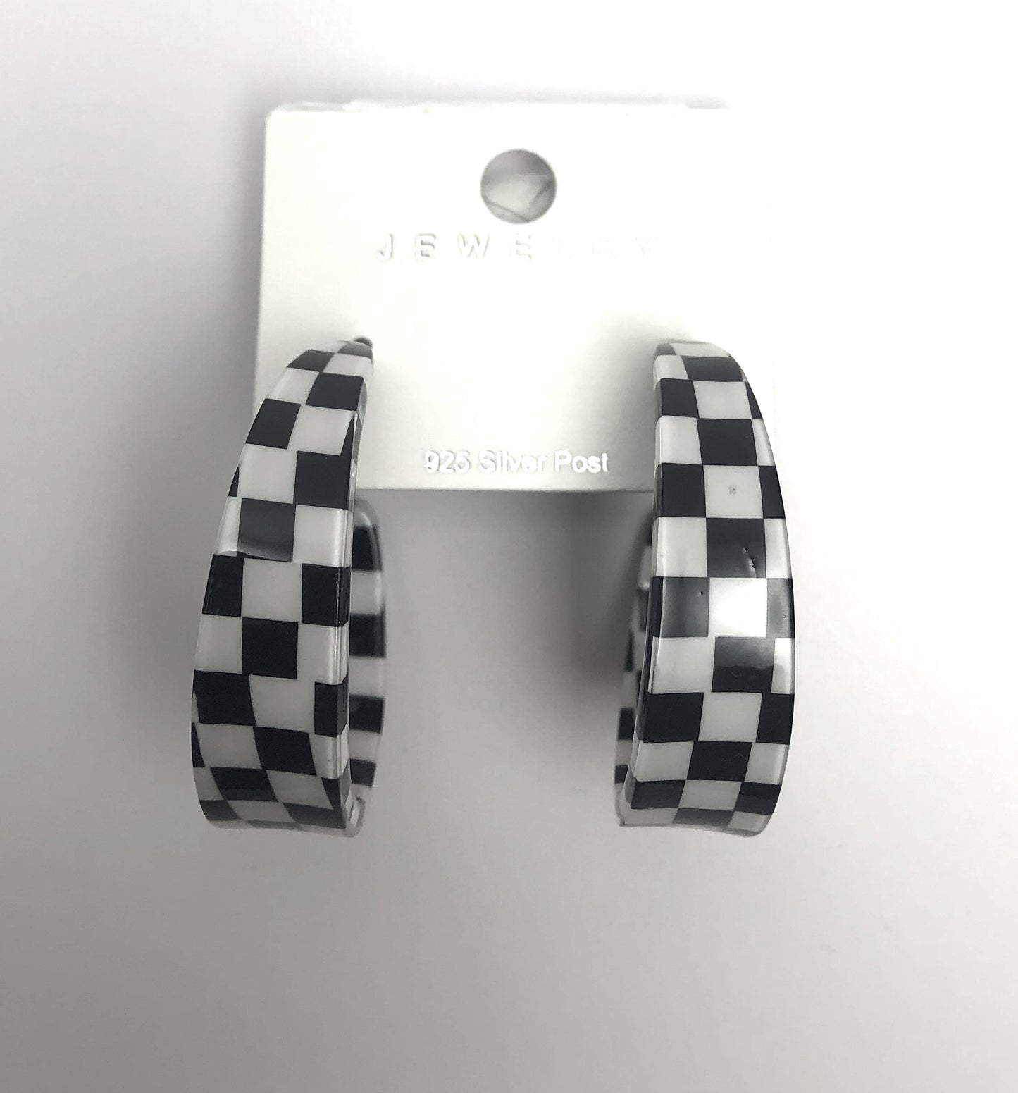 Checkered Hoop Earrings - Front-facing