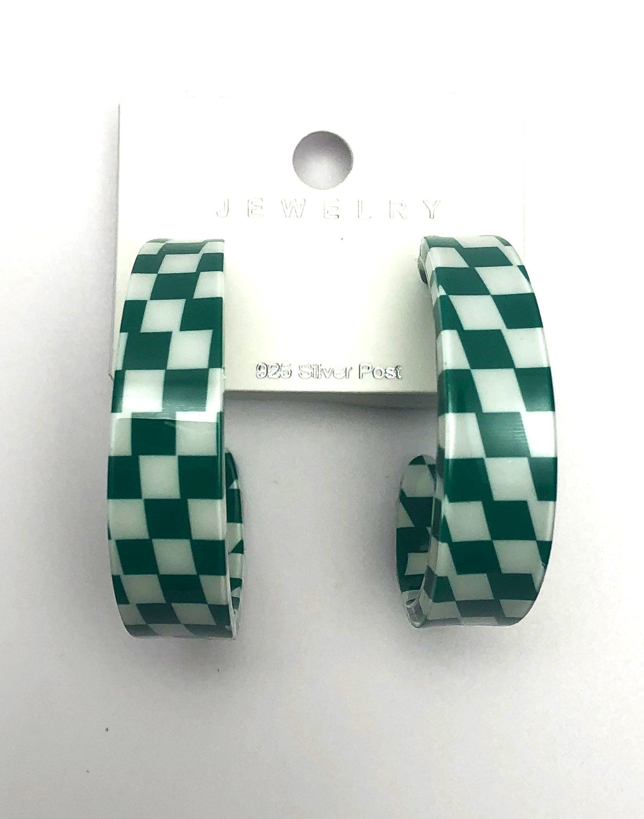 Checkered Hoop Earrings - Front-facing