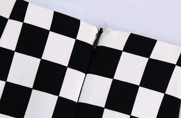 Checkered Mini Skirt with Pockets