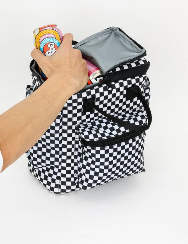 Black and White Checkered 12-can Cooler