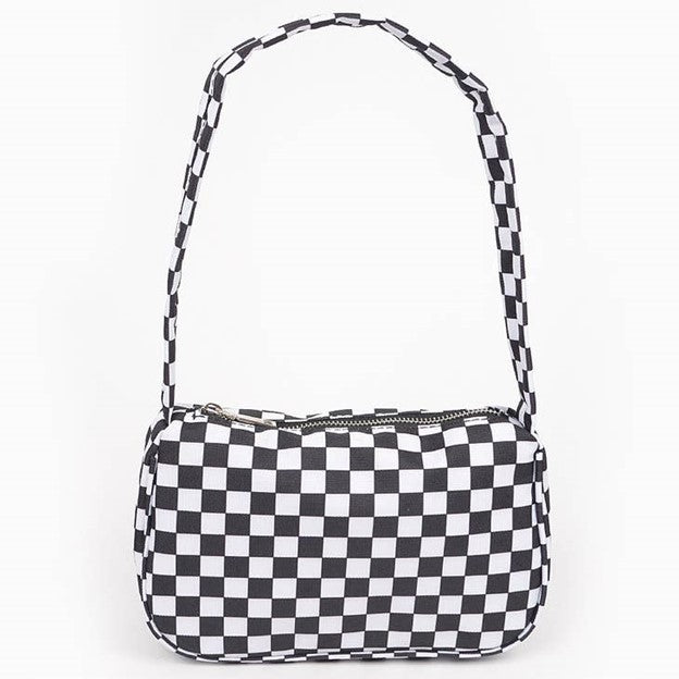 Black and White Checkered Small Handbag