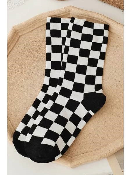 Black and White Checkered Socks
