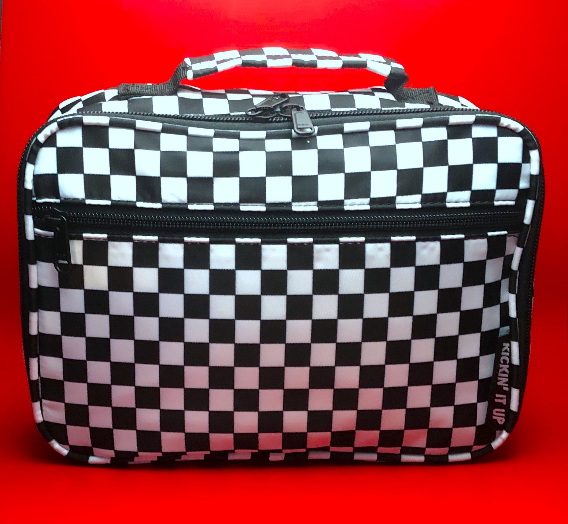 Personalized Checkered Print Lunch Box, Checker Lunch Bag, Back To Sch