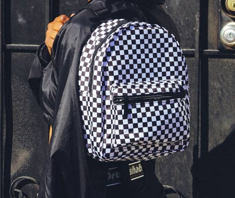 Black and White Checkered Mini Backpack