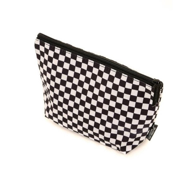 Black and White Checkered Zip Pouch/Makeup Bag