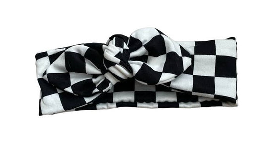 Baby and Toddler Headband Black and White Checkered