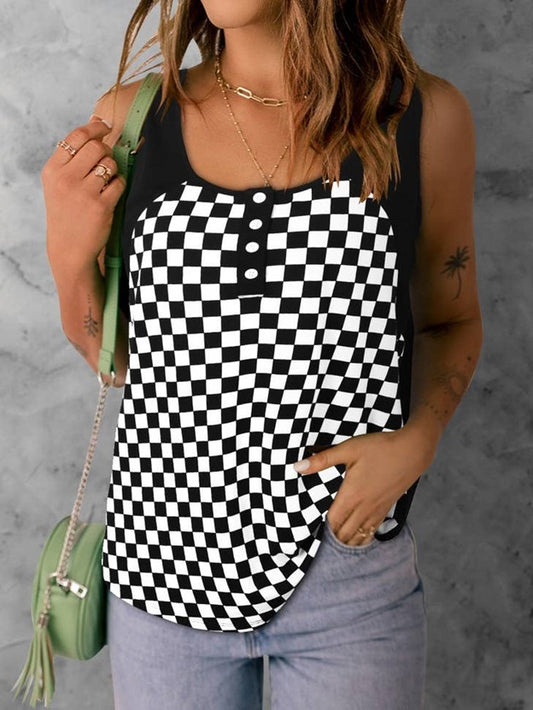 Tank with Black Back and B&W Checkered Front