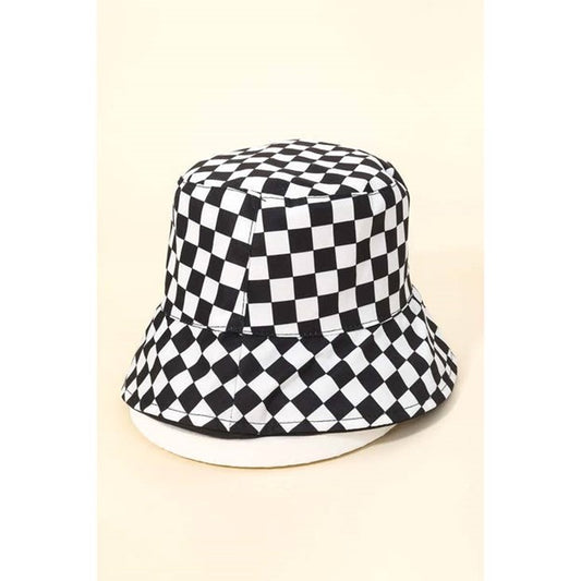 Checkered Bucket Hat - Black and White