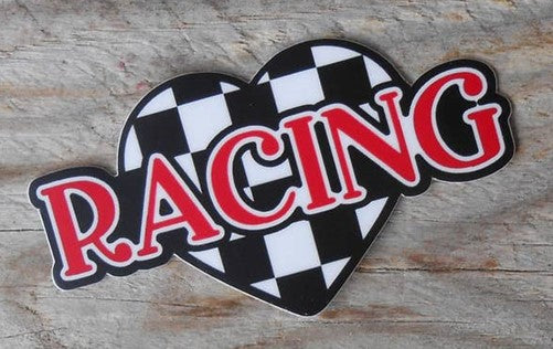 Checkered Heart Racing Sticker - Decal