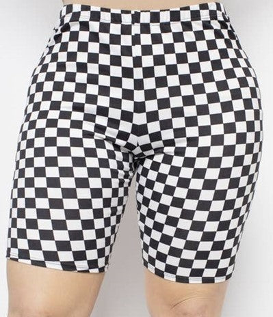 Checkered Bicycle Shorts - B&W