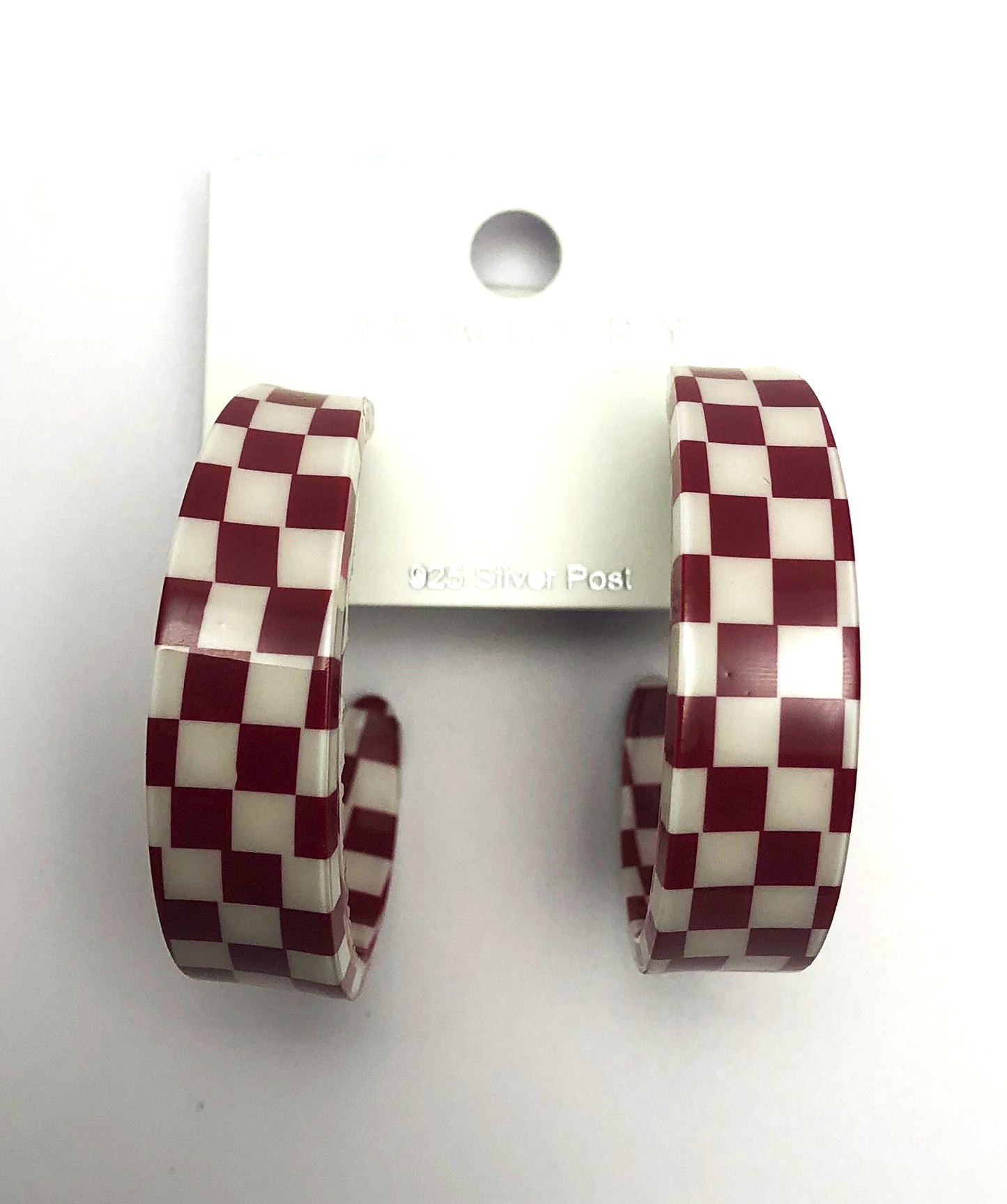 Checkered Hoop Earrings - Front-facing