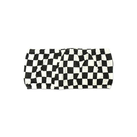 Checkered Bandeau Top - Black and White
