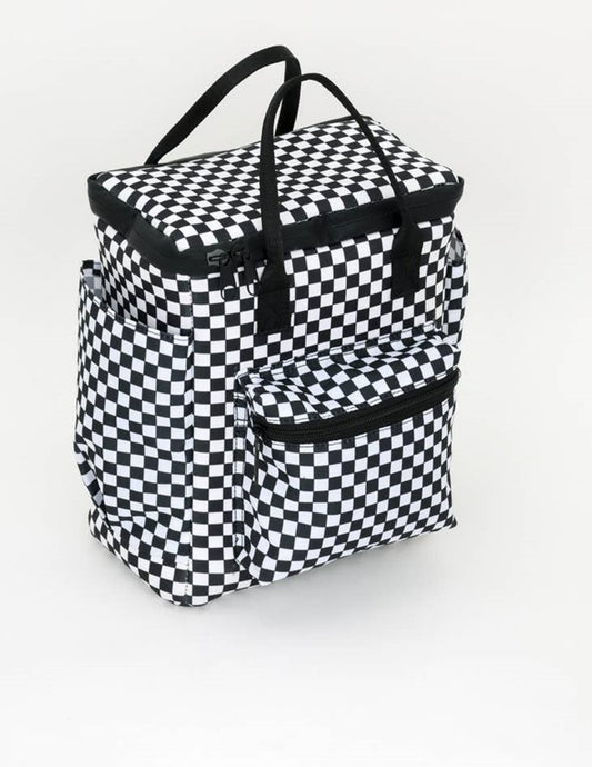 Black and White Checkered 12-can Cooler