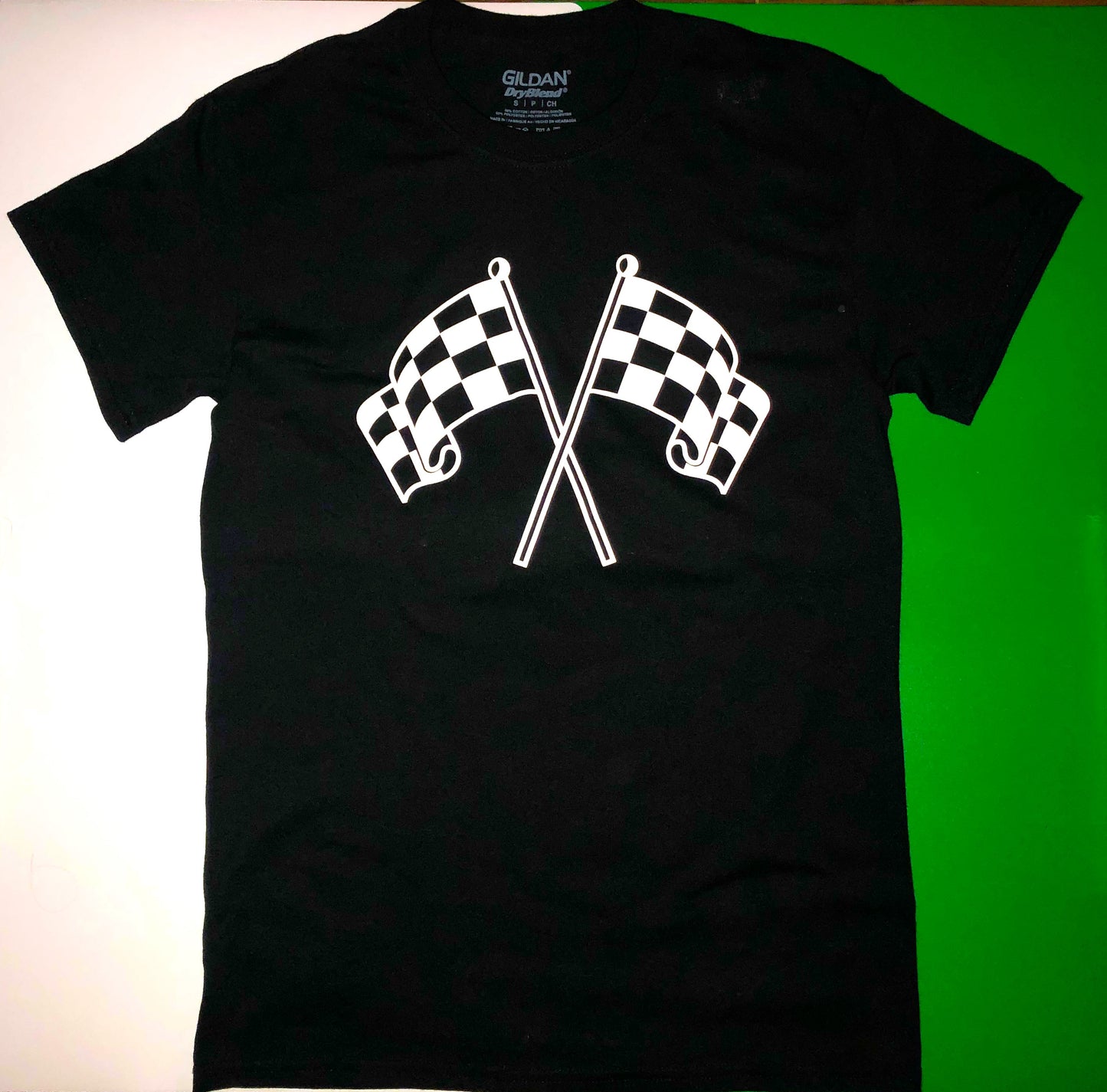 Adult Checkered Flag Crew Neck T-shirt