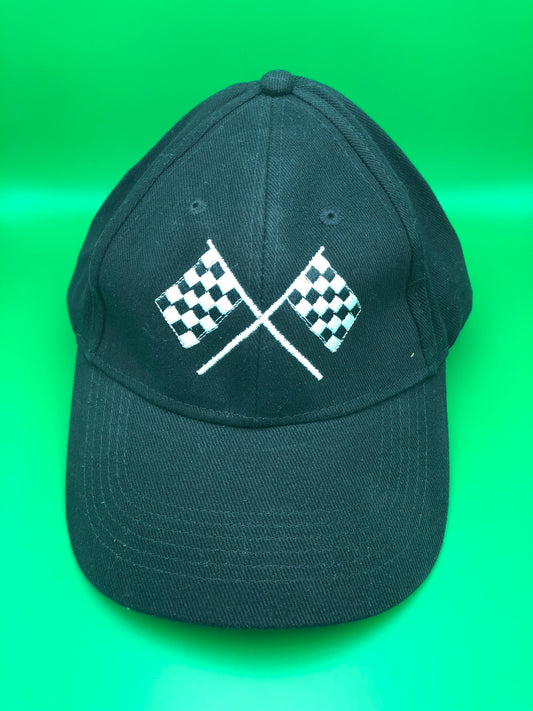 Black Cap with Crossed Checkered Flags