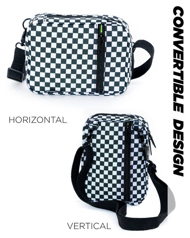 Black and White Checkered Crossbody Bag