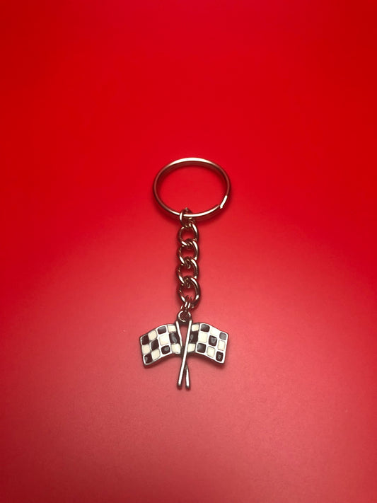 Crossed Checkered Flag Keychain