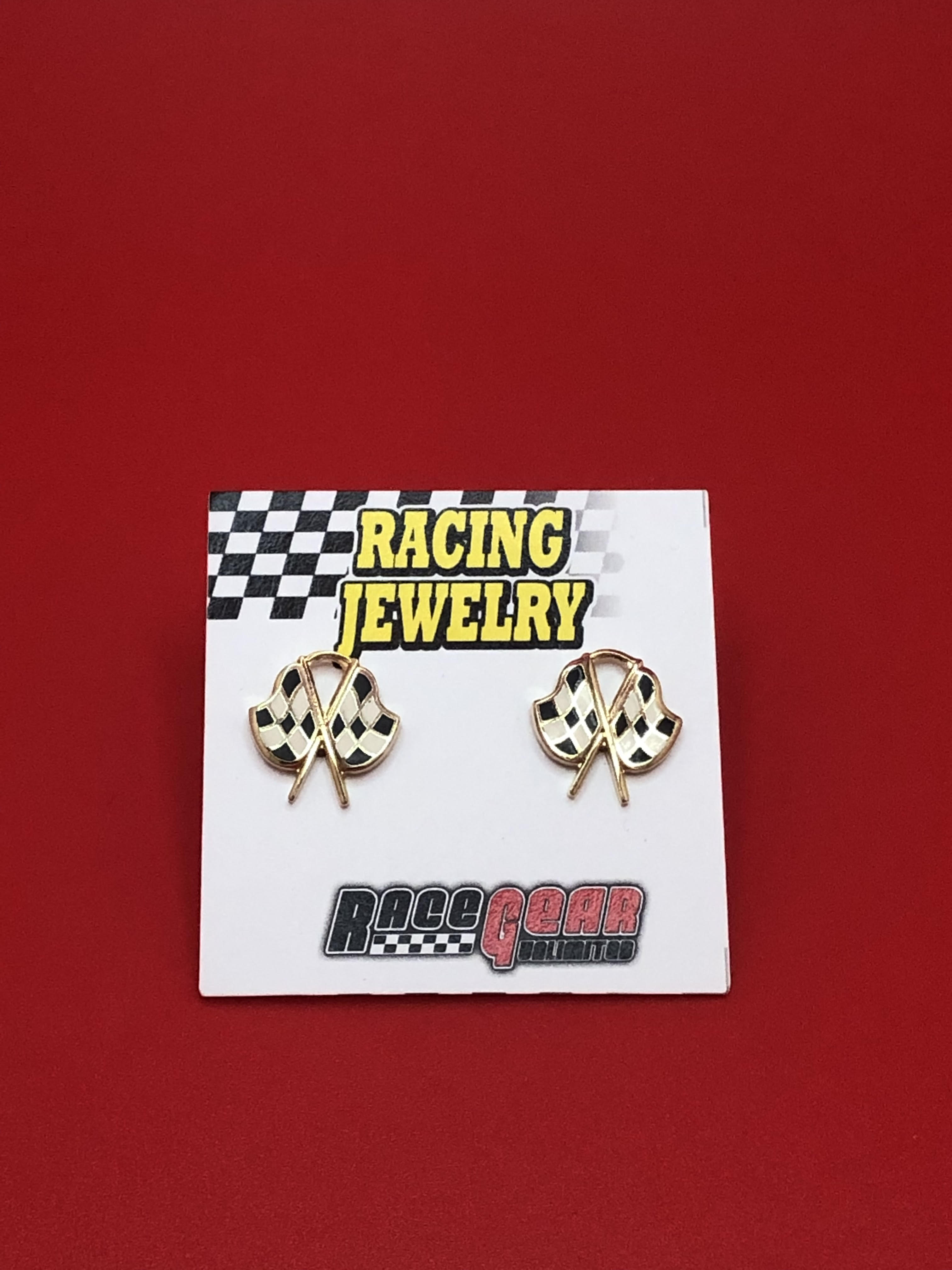 Checkered hot sale flag earrings