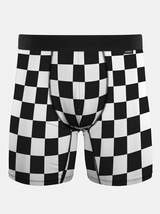 Men's Black and White Checkered Boxer Briefs